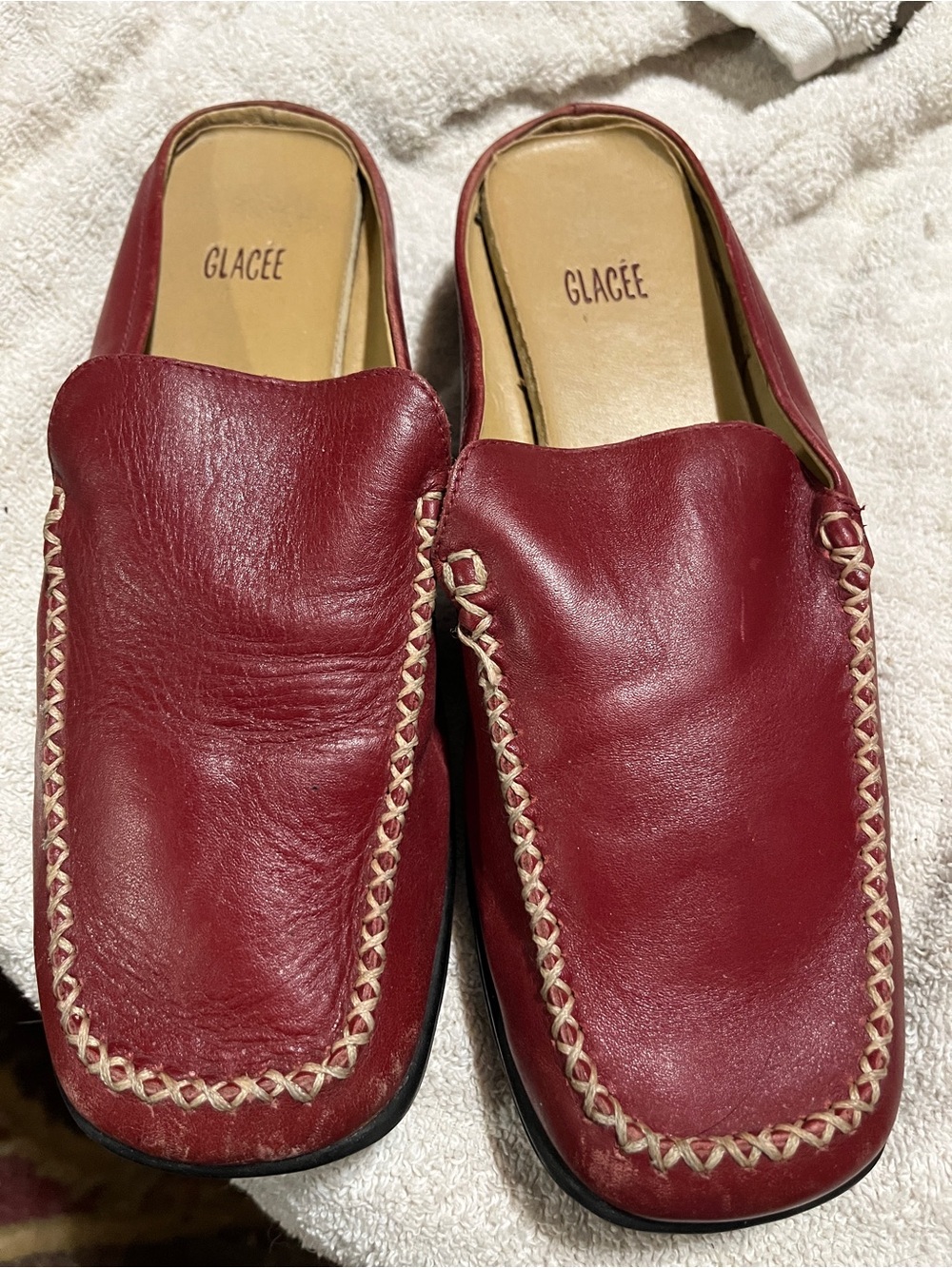 Glacee Men's Red Leather Slip-On Loafers 8M